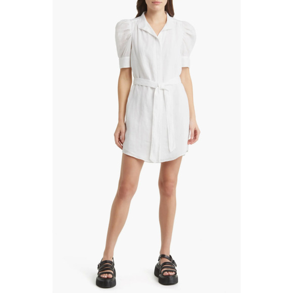 FRAME Dresses & Skirts - NWT FRAME Gillian Puff Sleeve Cotton Shirtdress Women's White Blanc Size XS $398